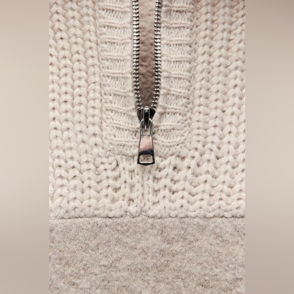 Zara Ecru Wool & Alpaca Blend Knit Zipper Sweater - Picture 8 of 8
